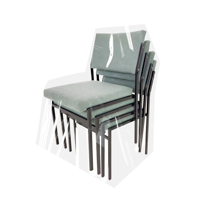 LAMINET Crystal Clear Heavy-Duty Waterproof Plastic Outdoor Furniture Cover - Hi-Back/Stacked Chairs Cover - 3 Season Protection - Keep Rain, Snow & Debris Off! Premium Protection at Economy Price! - Image 1